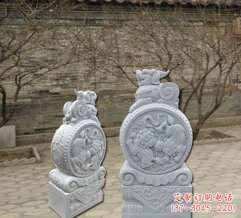 郴州精美汉白玉貔貅门墩