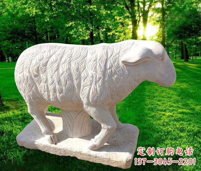 郴州中领雕塑的汉白玉山羊石雕是一件雕刻精美的…