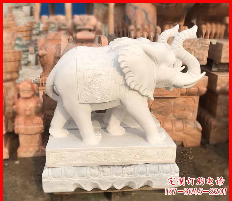 郴州汉白玉招财大象石雕 (4)