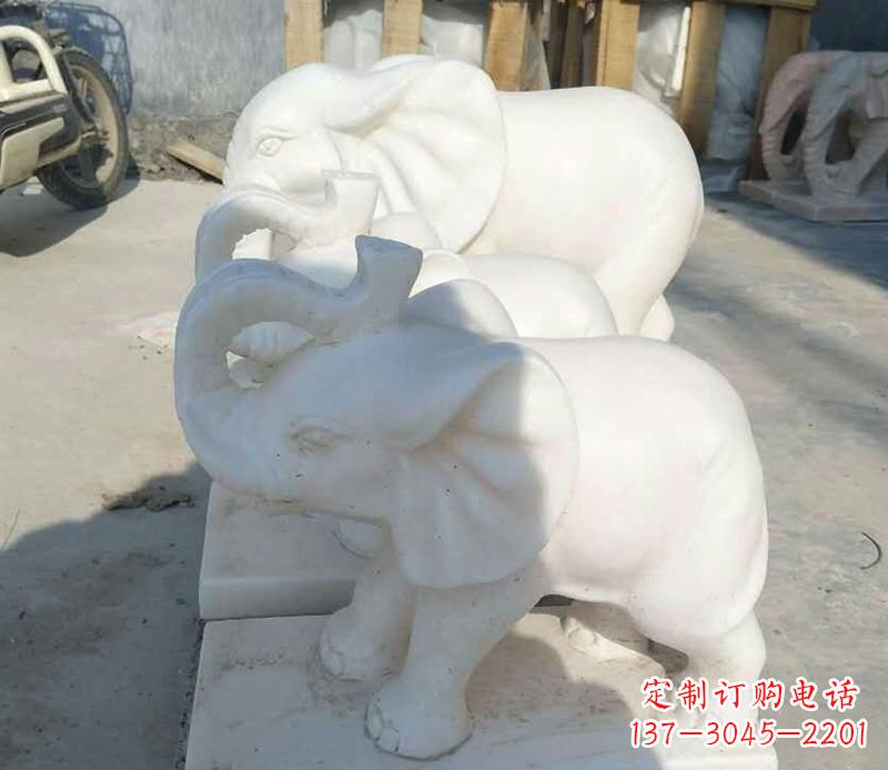 郴州汉白玉招财小象雕塑