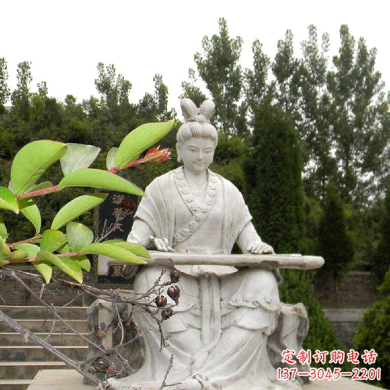 郴州汉末才女蔡文姬弹琴石雕塑-景区园林历史名人雕像