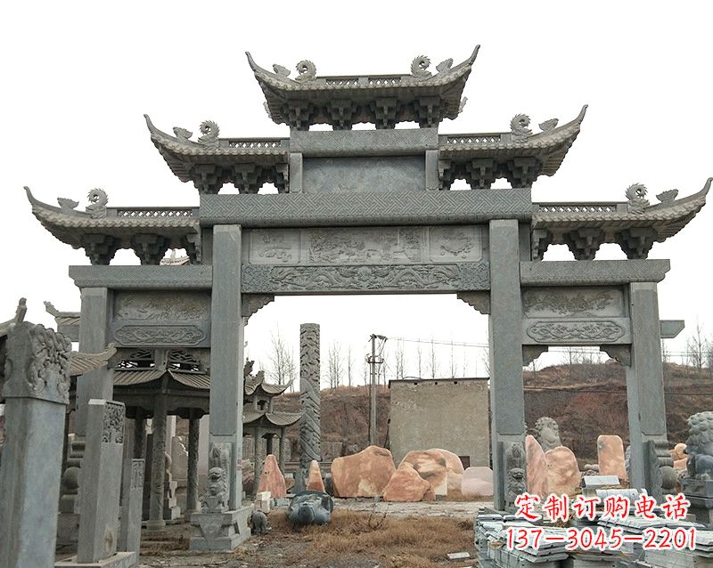 郴州黄冈石雕牌坊--专业定制牌坊雕塑