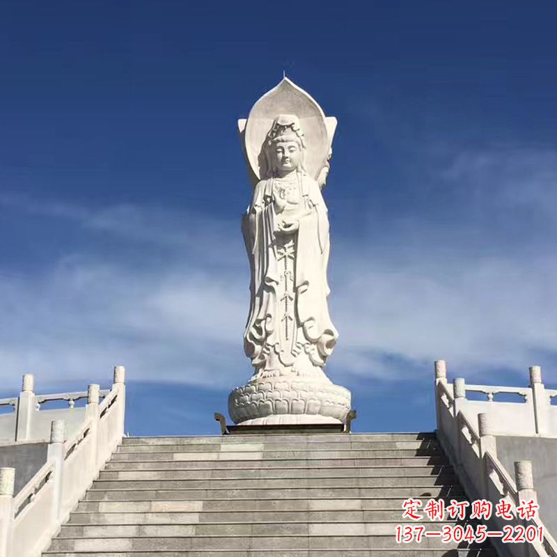 郴州景区广场大型三面观音石雕景观雕塑