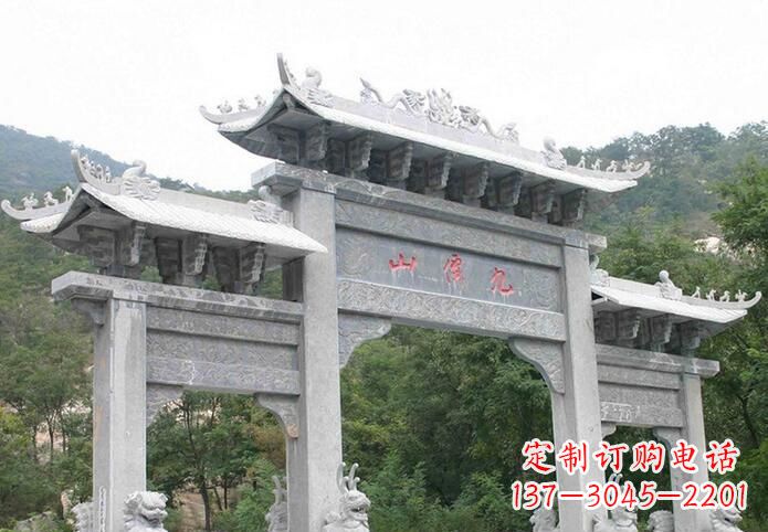 郴州三门仿古牌坊石雕,精美绝伦
