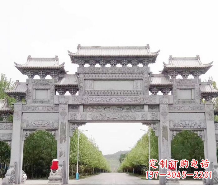 郴州景区三门石雕牌坊 (5)