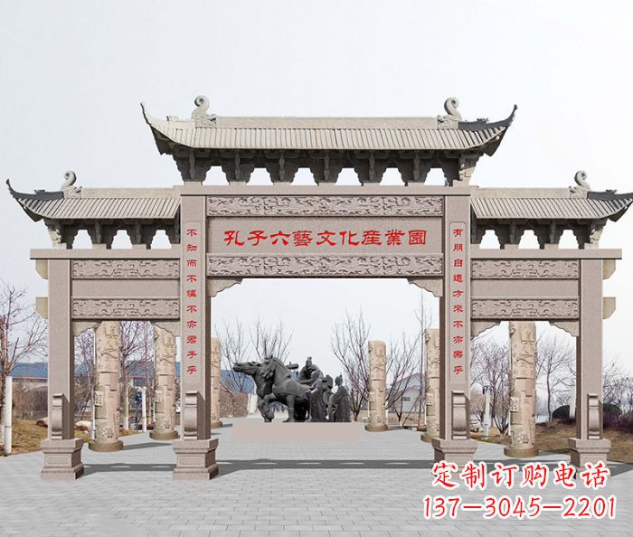 郴州景区三门石雕牌坊-高质美观可靠的雕塑装置