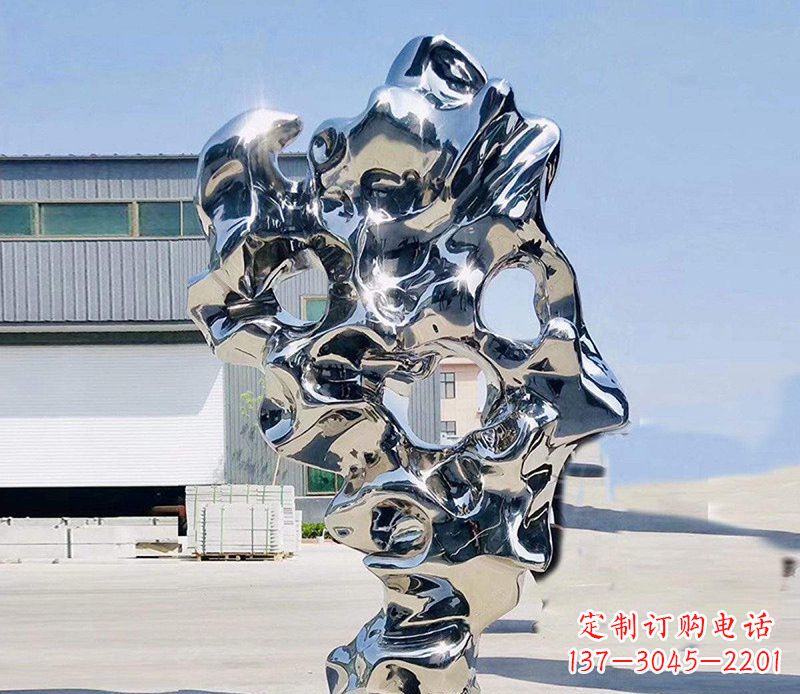 郴州太湖石雕塑,完美结合不锈钢镜面