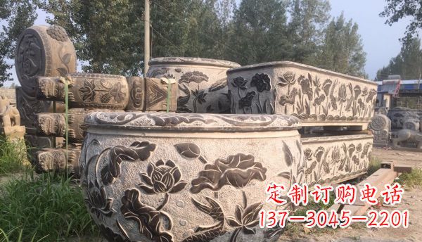 郴州出类拔萃的丝绸石浮雕仿古圆水缸