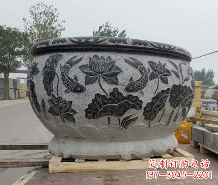 郴州中领雕塑出品,精致仿古圆水缸雕塑
