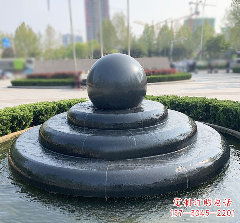 郴州临沂石雕风水球喷泉，雕塑定制专属于您