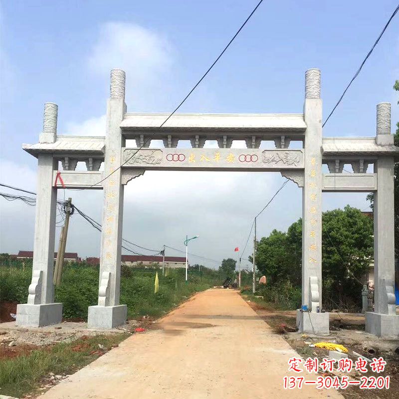 郴州路口三间四柱无楼石牌坊雕塑制作