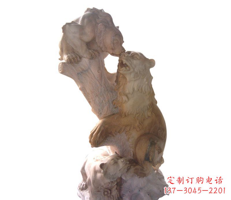 郴州母子狗熊石雕公园动物雕塑