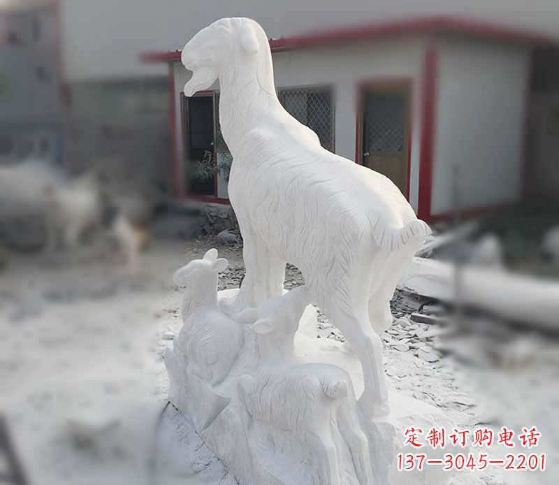 郴州三羊开泰石雕动物摆件，让你的家中充满招财运