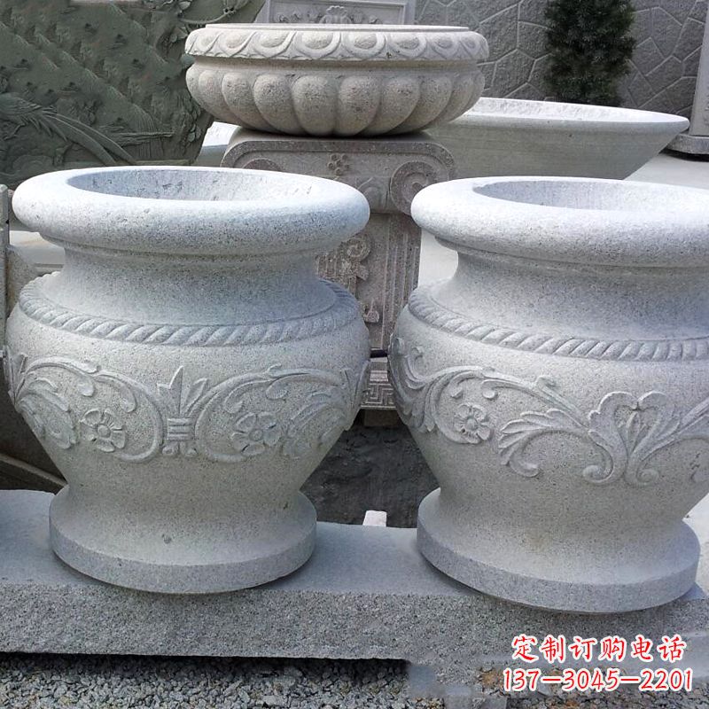 郴州砂岩花盆石雕,搭配室内装饰空间