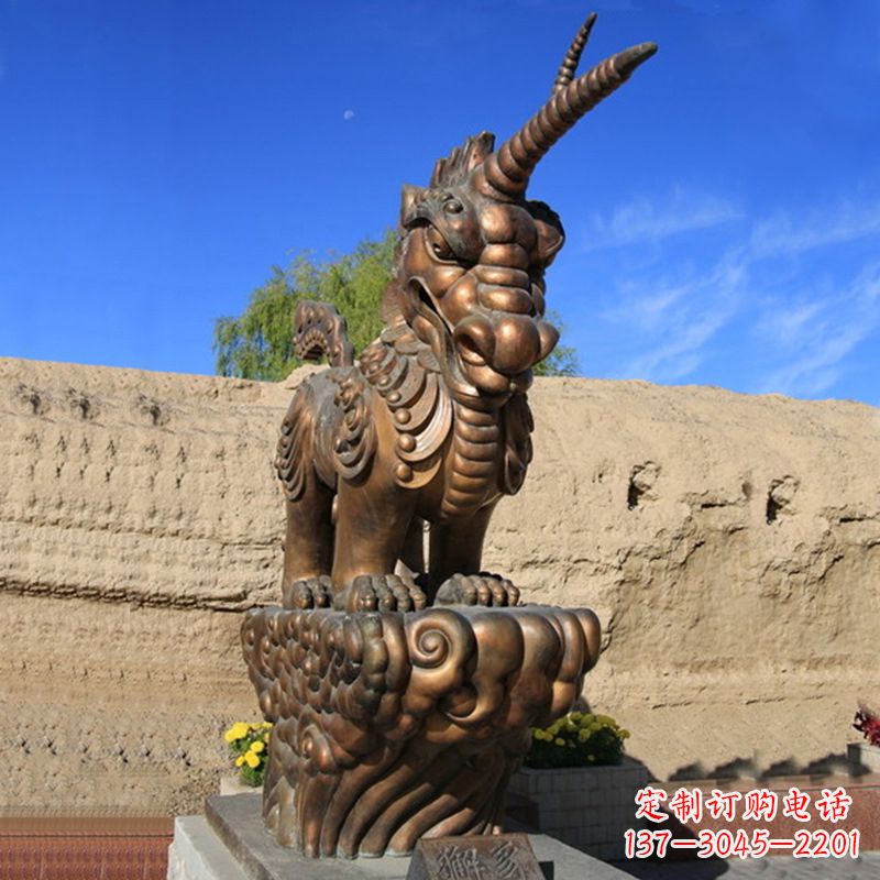 郴州神羊獬豸铜雕-景区神兽动物雕塑摆件