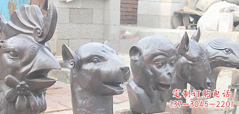 郴州十二生肖铜雕,独特的动物雕塑