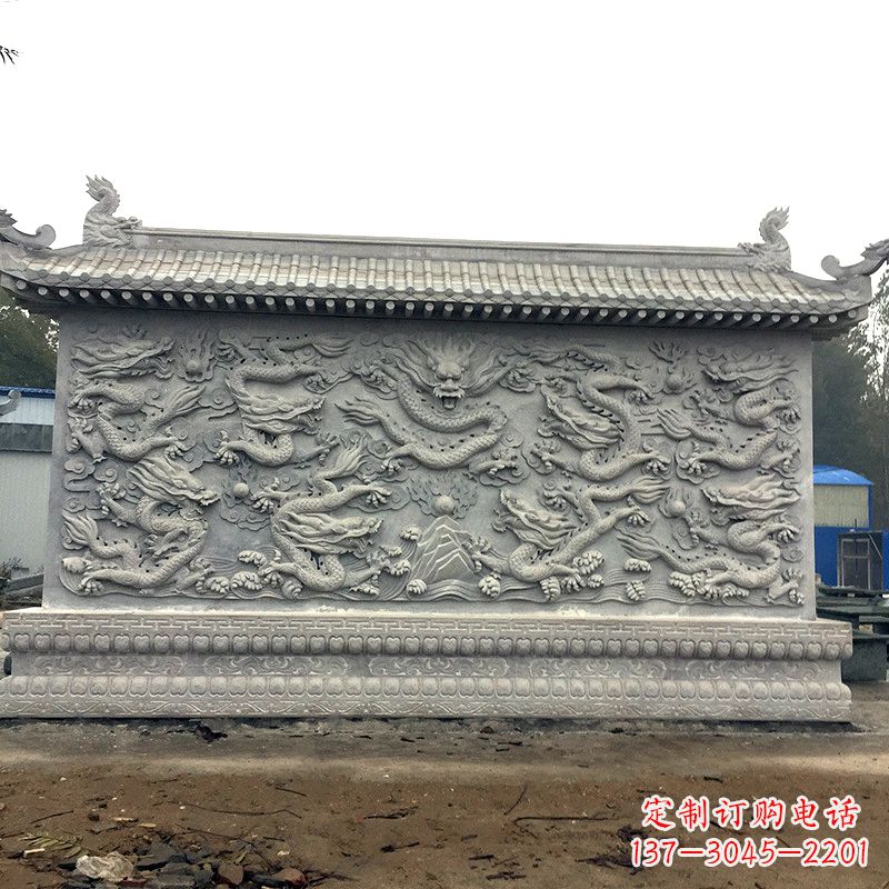 郴州中领雕塑：精美九龙壁雕塑，添彩寺庙庭院