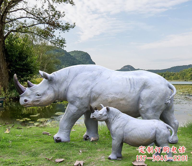 郴州石雕犀牛母子雕塑