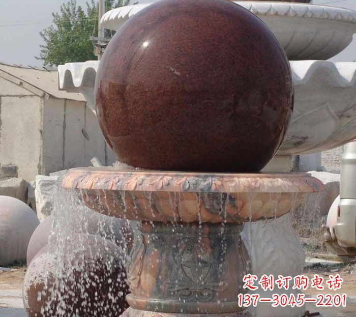 郴州石来运转小型风水球喷泉石雕