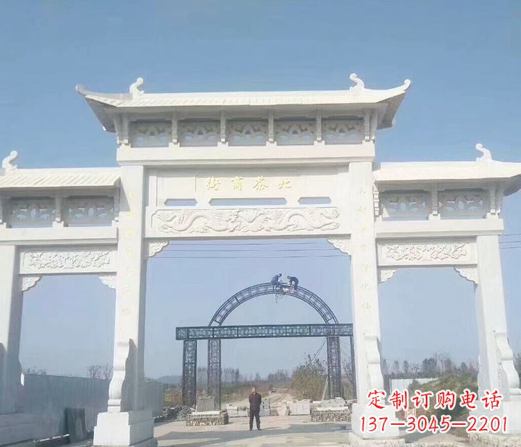 郴州石牌坊三门牌坊石雕 (4)