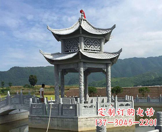 郴州双层仿古凉亭石雕_1