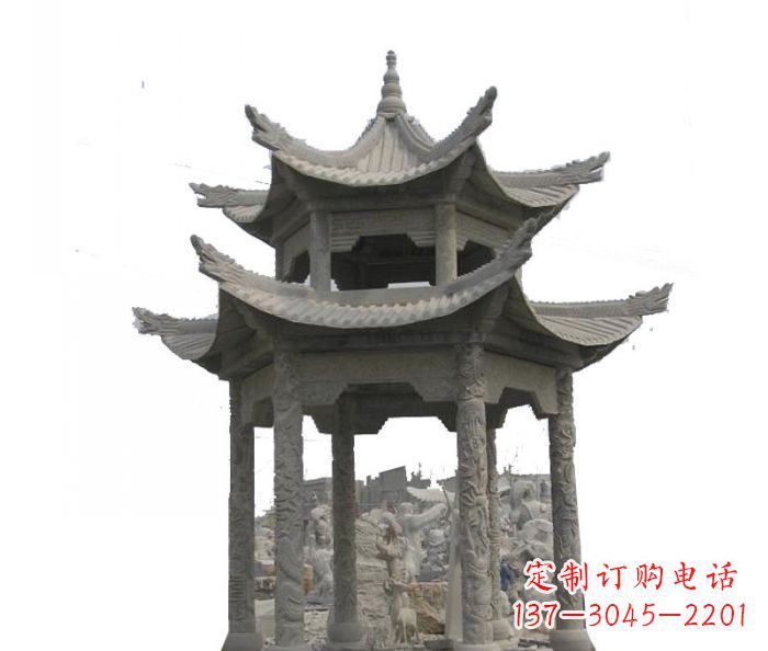 郴州双层仿古石雕凉亭 (2)