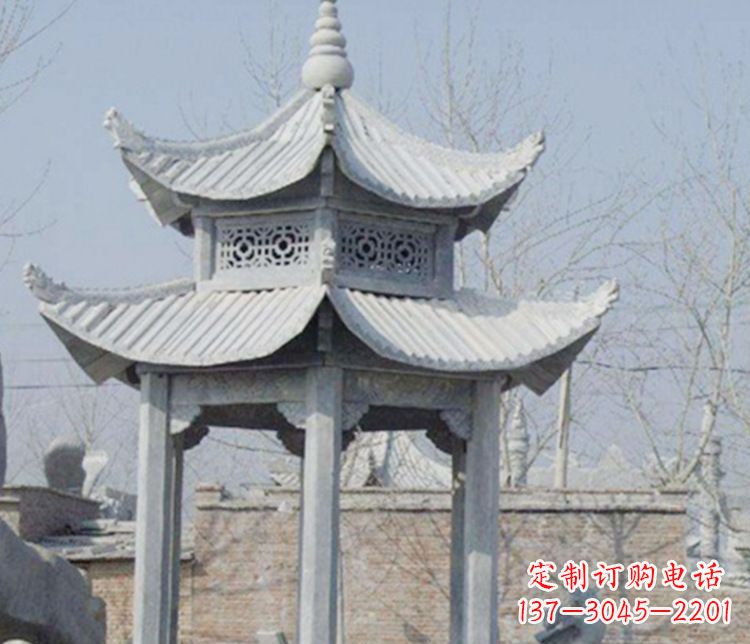郴州双层仿古六角凉亭石雕