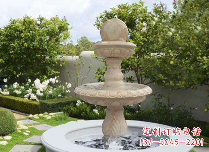 郴州双层风水球喷泉别墅石雕