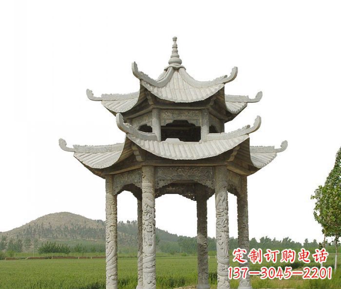 郴州双层仿古石雕凉亭