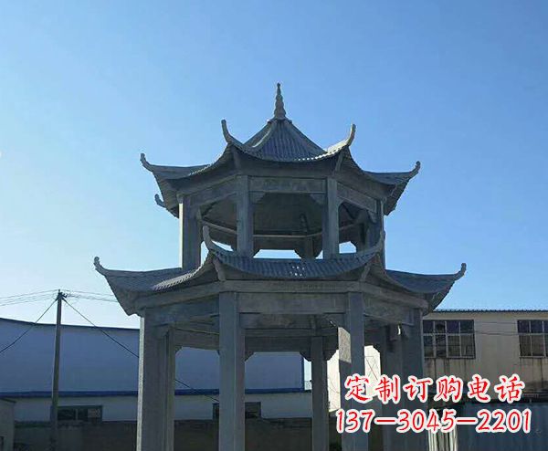 郴州双层仿古石凉亭石雕_1