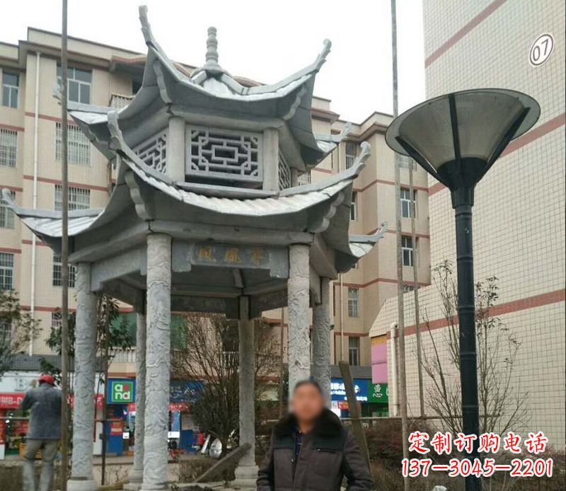 郴州双层六角凉亭石雕