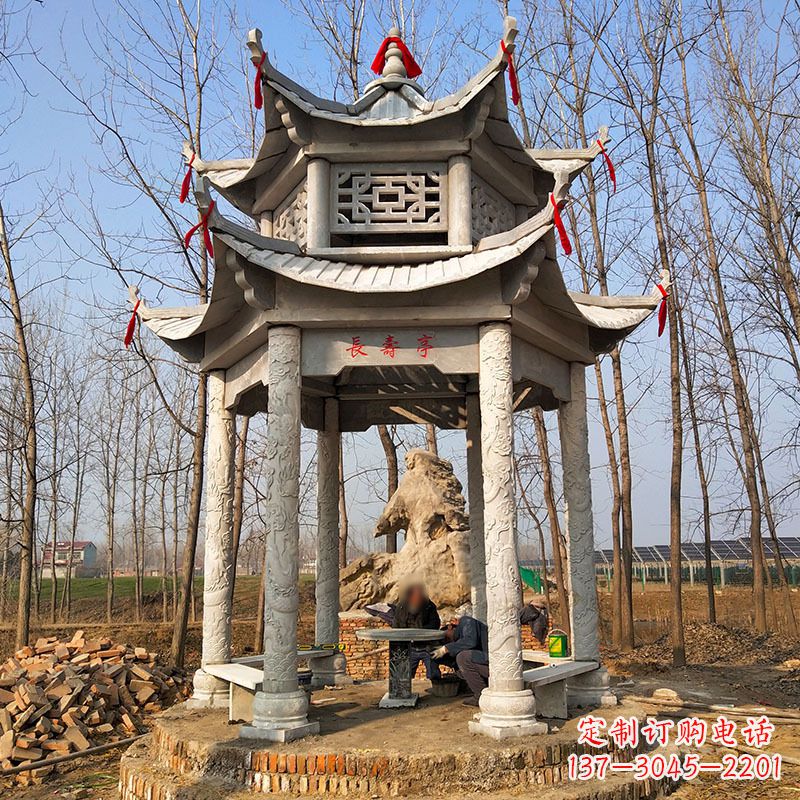 郴州双层六角石凉亭
