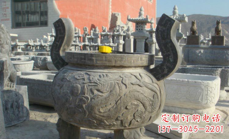 郴州双龙戏珠浮雕香炉铜雕