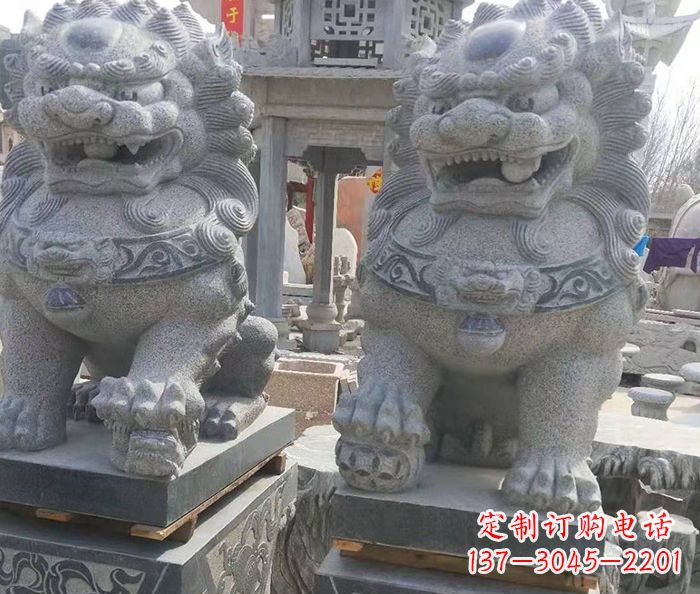 郴州寺庙景观仿古石狮子 (3)