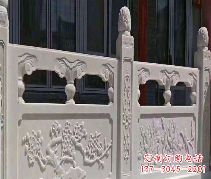 郴州寺庙景观汉白玉石浮雕栏板 (2)