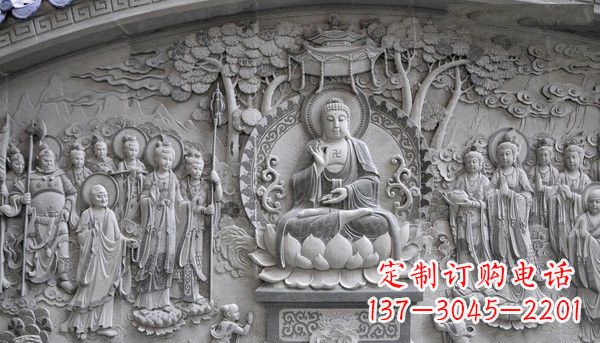 郴州寺庙墙壁石浮雕佛像