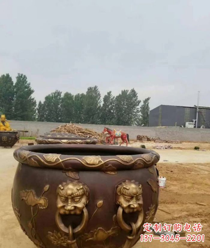 郴州寺庙水缸铜雕 (4)