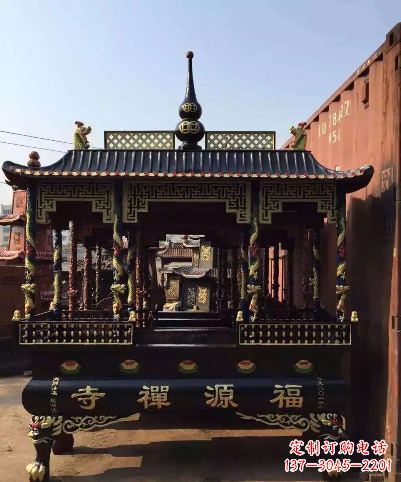 郴州寺庙香炉铜雕 (2)