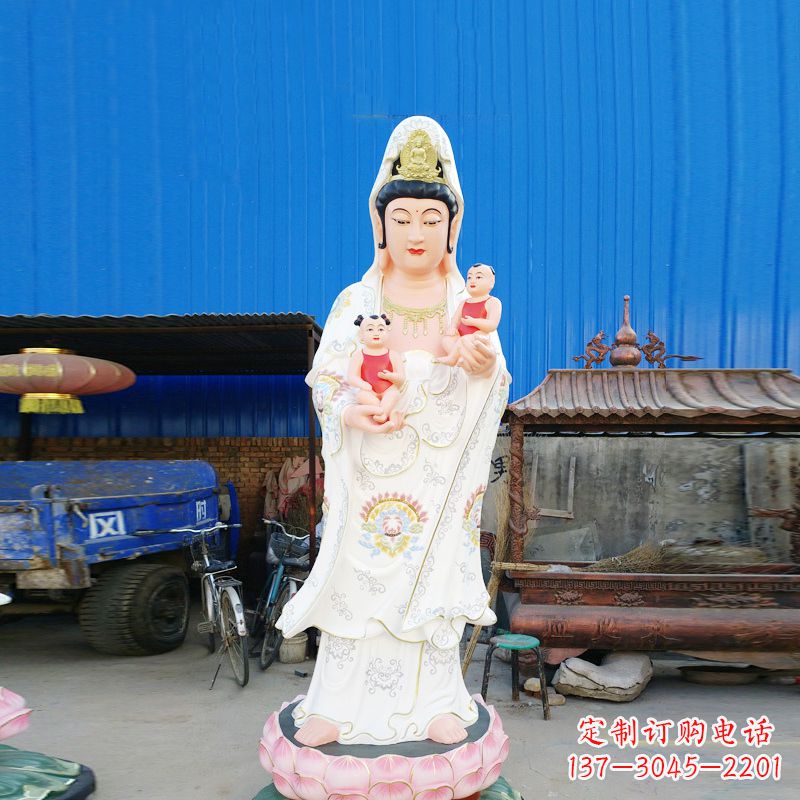 郴州送子观音彩绘玻璃钢雕塑