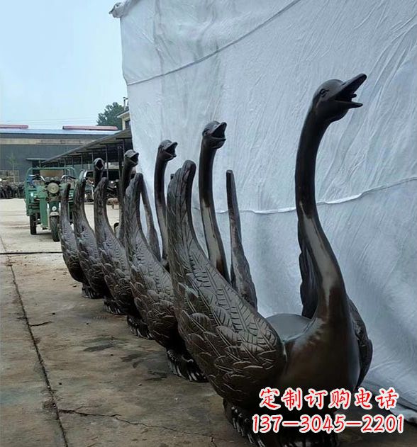 郴州天鹅喷泉铜雕,园林喷泉水景流水组件