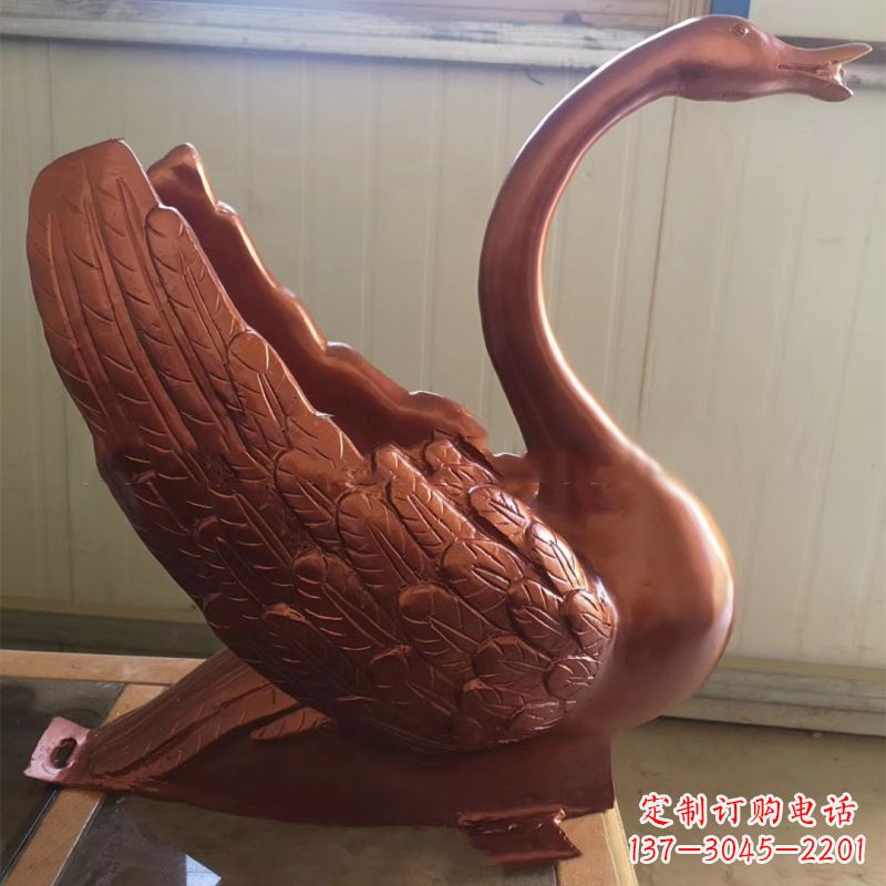 郴州天鹅铜雕塑,喷泉吐水天鹅装饰摆件