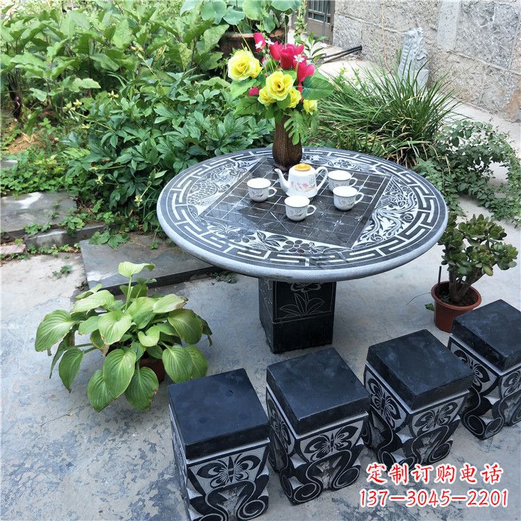郴州庭院天然石桌凳