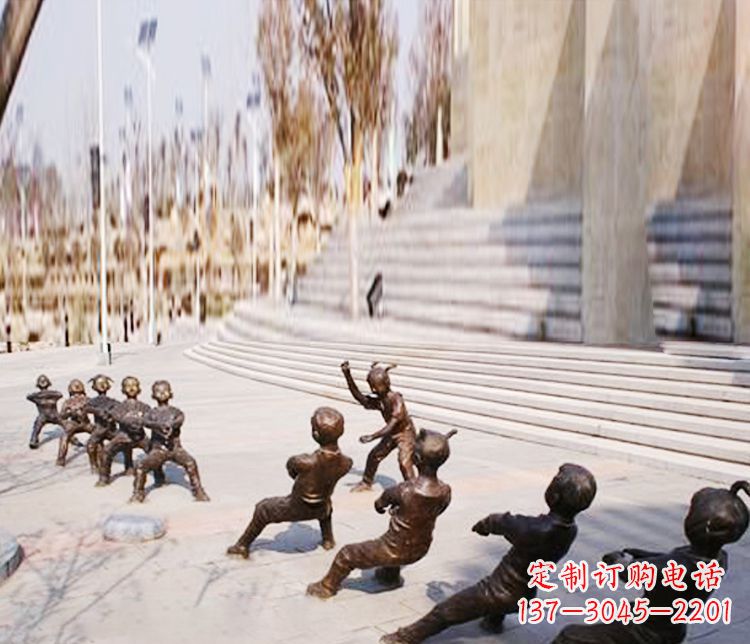 郴州铜雕拔河儿童游戏雕塑