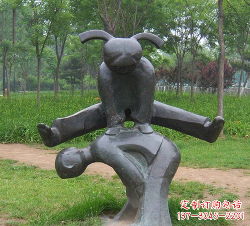 郴州铜雕抽象跳山羊儿童