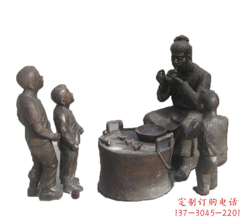 郴州铜雕吹糖人的古代人物