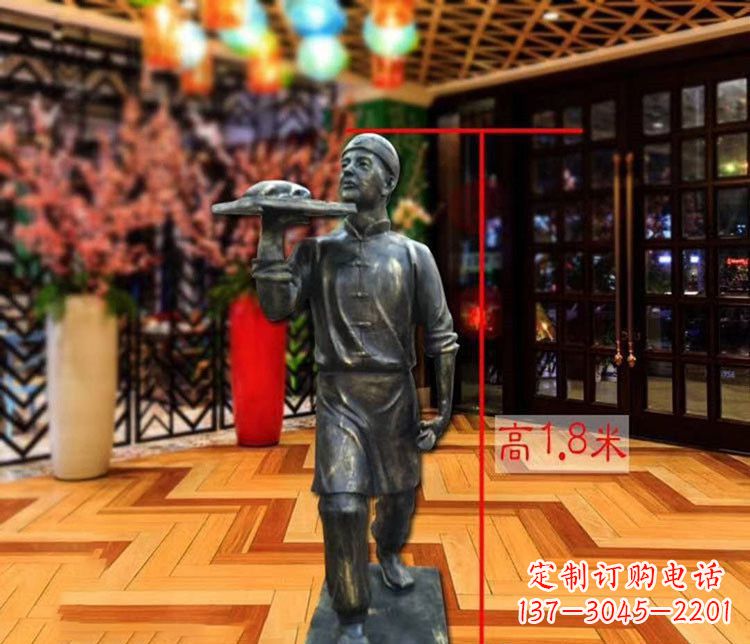 郴州铜雕店小二人物雕塑 (2)