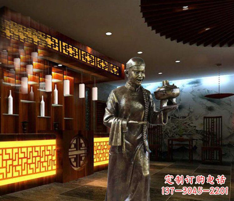 郴州铜雕店小二小品人物雕塑