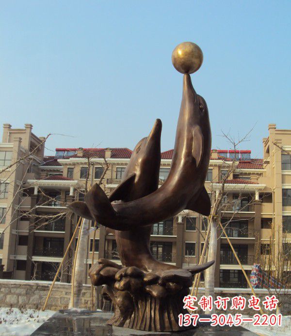 郴州铜雕海豚雕塑 (2)