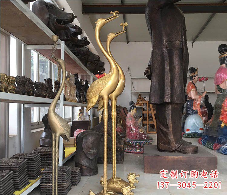 郴州铜雕金属仙鹤动物雕塑