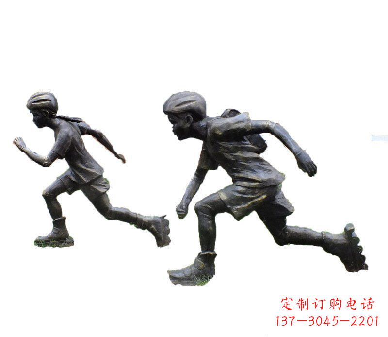 郴州铜雕民俗溜冰儿童摆件